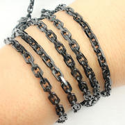 Black Rhodium Shinny Silver Rectangle Diamond Cut Heavy Cable
